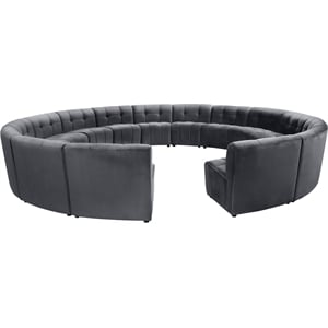 Maklaine 15-Piece Modular Contemporary Velvet Sectional Sofa in Gray