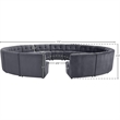 Maklaine 15-Piece Modular Contemporary Velvet Sectional Sofa in Gray