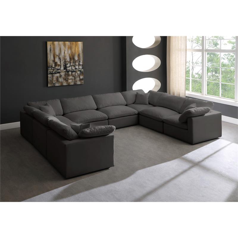 Maklaine Contemporary Standard Gray Velvet Modular Sectional Sofa