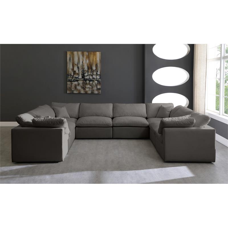 Maklaine Contemporary Standard Gray Velvet Modular Sectional Sofa