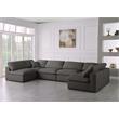 Maklaine Contemporary Grey Velvet Standard Modular Sectional Sofa