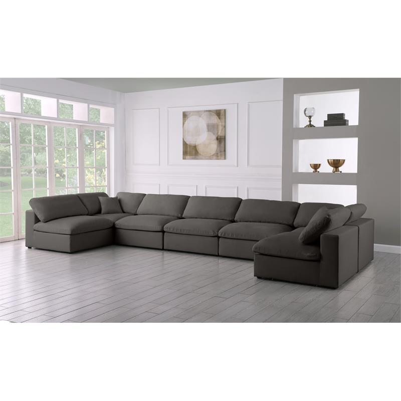 Maklaine Contemporary Grey Velvet Standard Modular Sectional Sofa