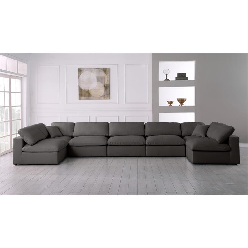 Maklaine Contemporary Grey Velvet Standard Modular Sectional Sofa