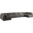 Maklaine Contemporary Grey Velvet Standard Modular Sectional Sofa