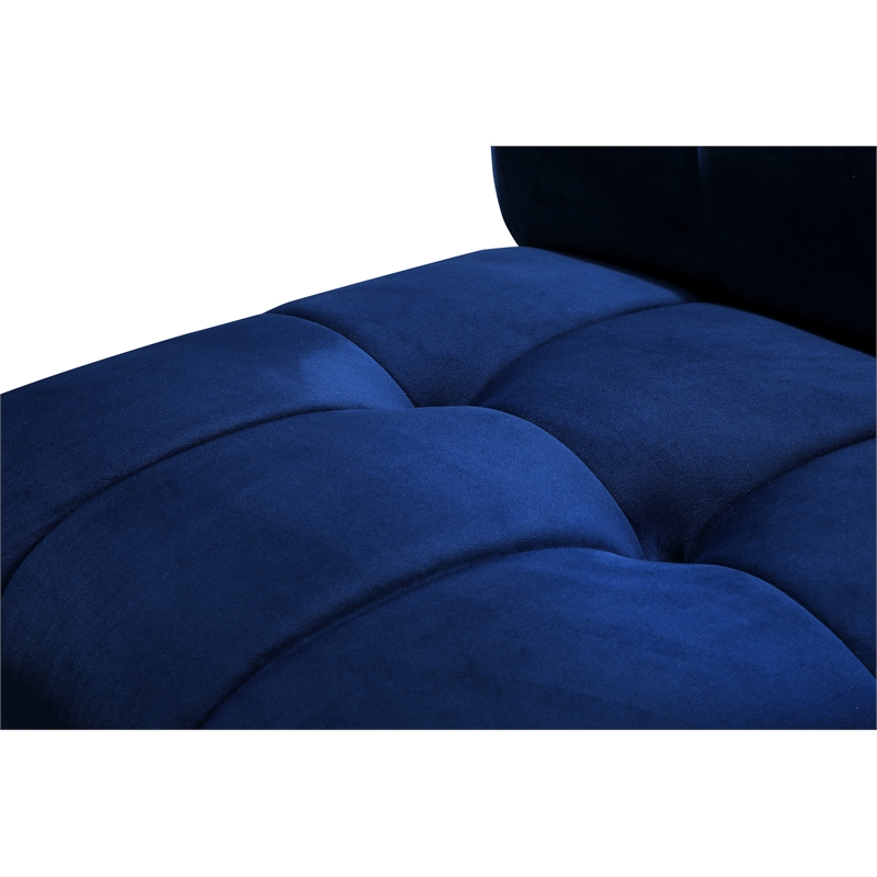 Maklaine 10-Piece Modular Contemporary Velvet Sectional Sofa in Navy
