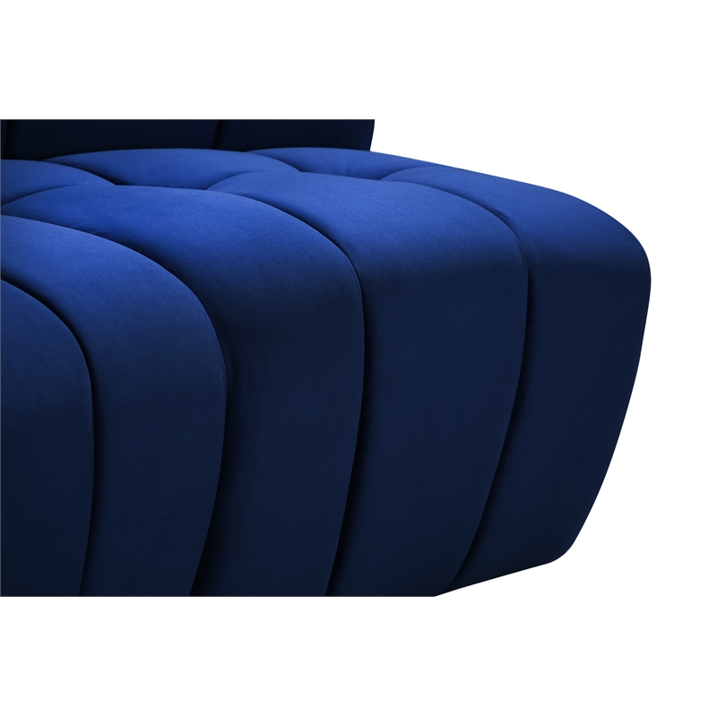 Maklaine 10-Piece Modular Contemporary Velvet Sectional Sofa in Navy