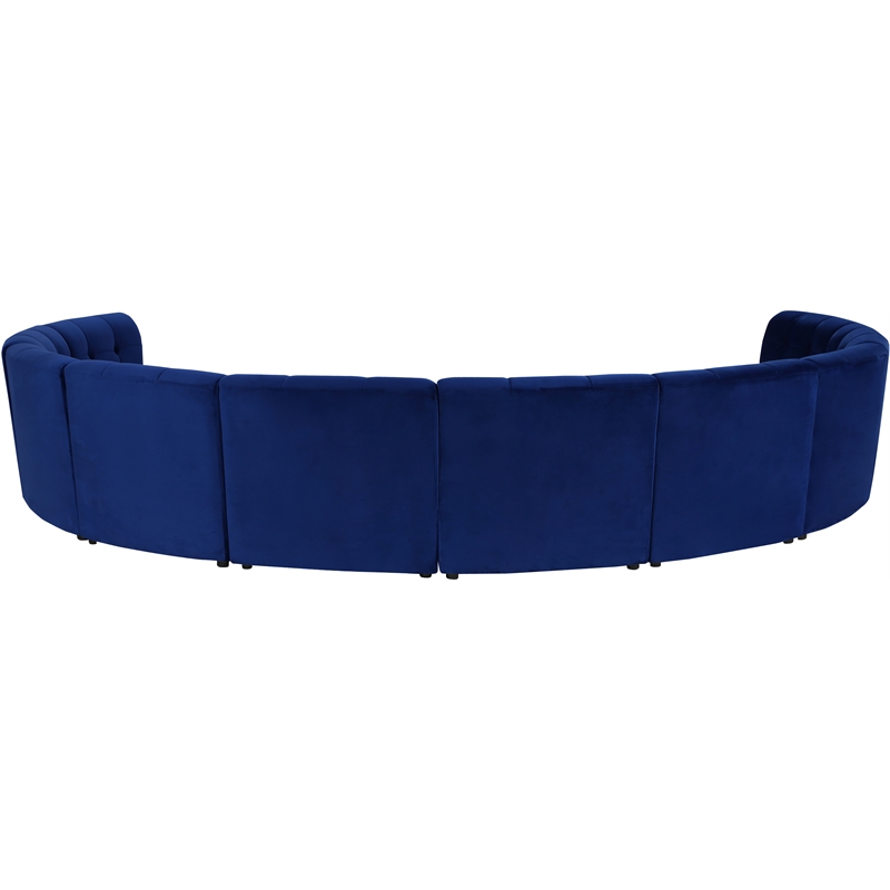 Maklaine 10-Piece Modular Contemporary Velvet Sectional Sofa in Navy