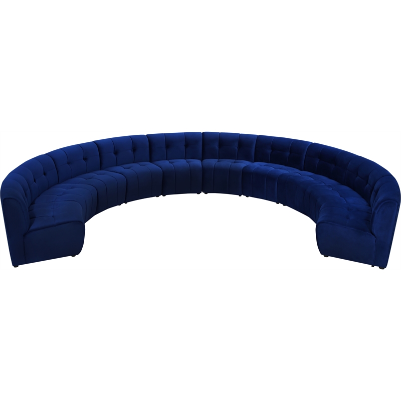 Maklaine 10-Piece Modular Contemporary Velvet Sectional Sofa in Navy