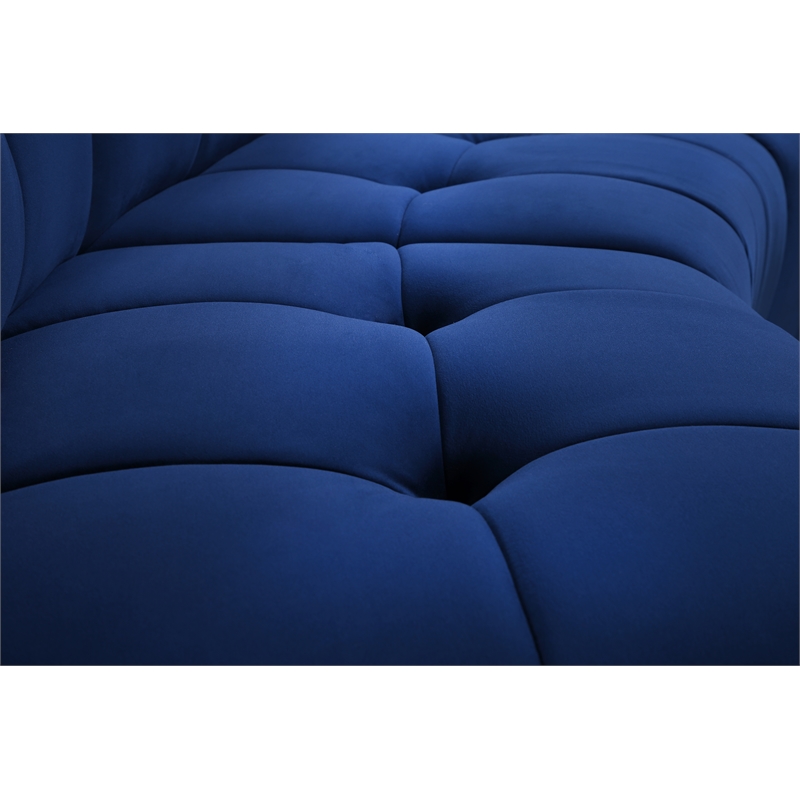 Maklaine 10-Piece Modular Contemporary Velvet Sectional Sofa in Navy