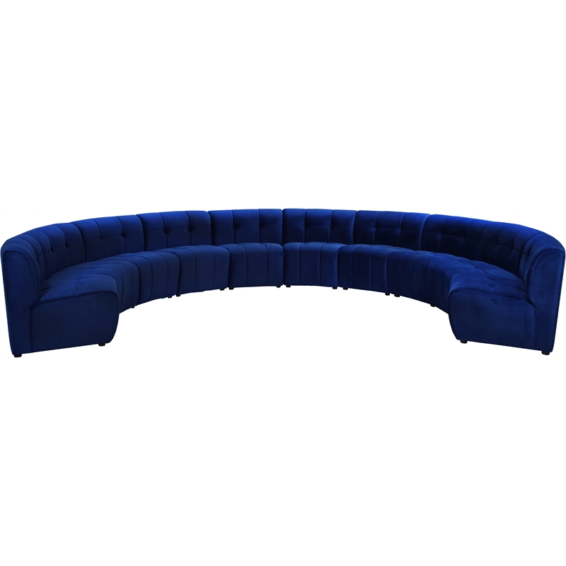 Maklaine 10-Piece Modular Contemporary Velvet Sectional Sofa in Navy