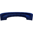 Maklaine 10-Piece Modular Contemporary Velvet Sectional Sofa in Navy