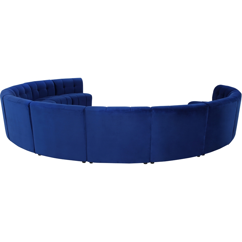 Maklaine 11-Piece Modular Contemporary Velvet Sectional Sofa in Navy
