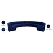 Maklaine 11-Piece Modular Contemporary Velvet Sectional Sofa in Navy