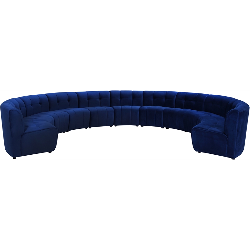 Maklaine 11-Piece Modular Contemporary Velvet Sectional Sofa in Navy