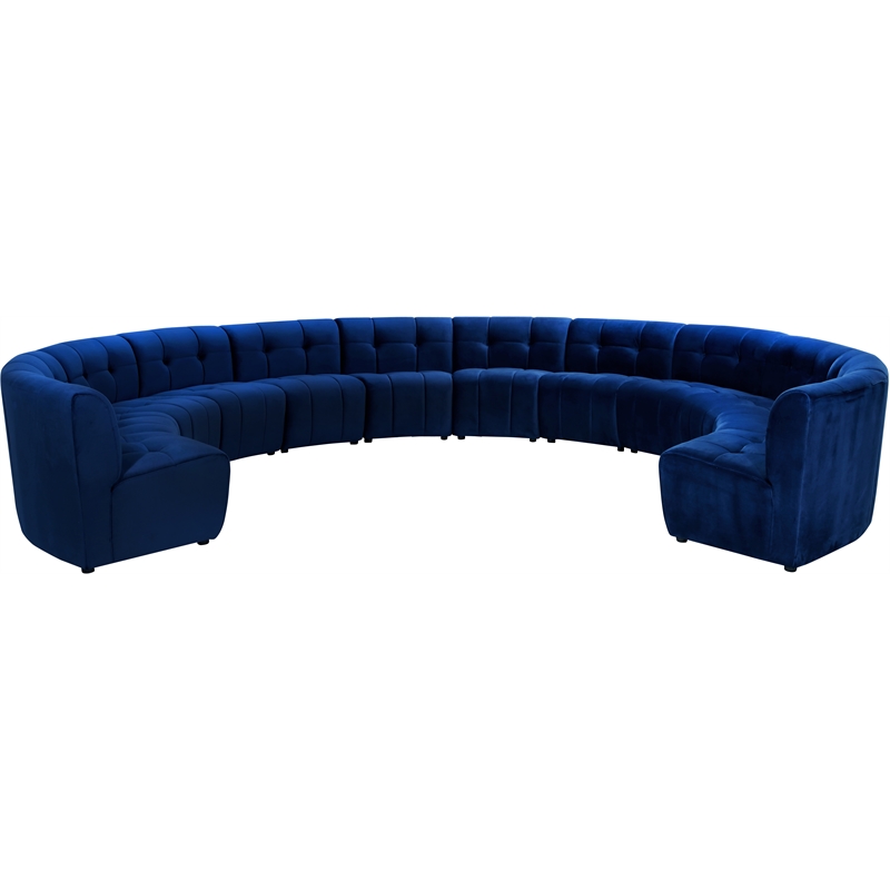 Maklaine 12-Piece Modular Contemporary Velvet Sectional Sofa - Navy