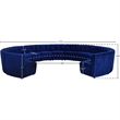 Maklaine 13-Piece Modular Contemporary Velvet Sectional Sofa in Navy