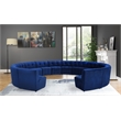 Maklaine 14-Piece Modular Contemporary Velvet Sectional Sofa in Navy
