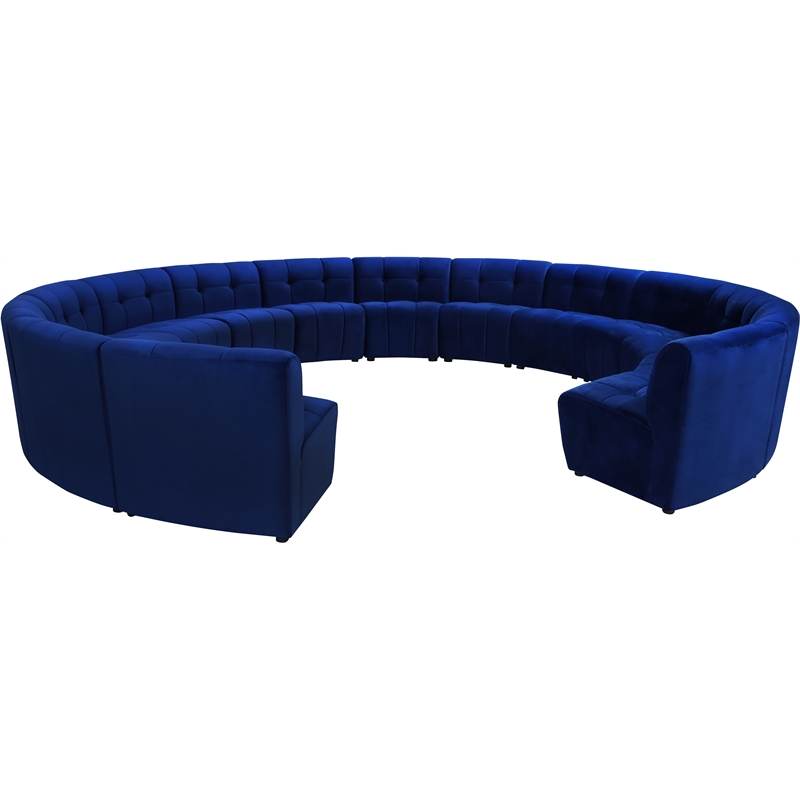 Maklaine 14-Piece Modular Contemporary Velvet Sectional Sofa in Navy