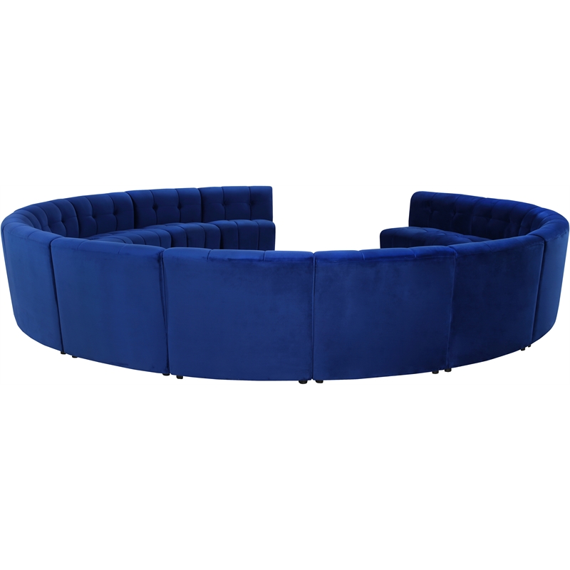 Maklaine 14-Piece Modular Contemporary Velvet Sectional Sofa in Navy