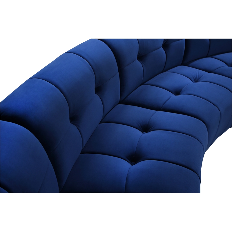 Maklaine 14-Piece Modular Contemporary Velvet Sectional Sofa in Navy