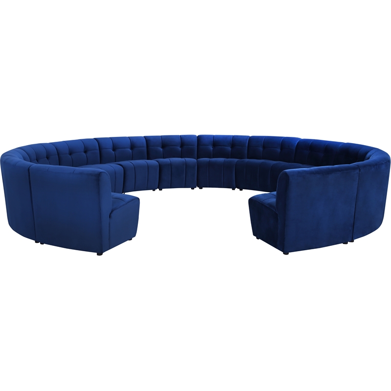 Maklaine 14-Piece Modular Contemporary Velvet Sectional Sofa in Navy