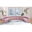 Maklaine 10-Piece Modular Contemporary Velvet Sectional Sofa in Pink