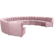 Maklaine 10-Piece Modular Contemporary Velvet Sectional Sofa in Pink