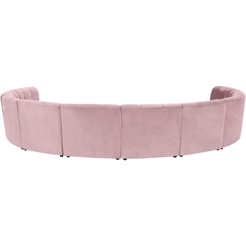 Maklaine 10-Piece Modular Contemporary Velvet Sectional Sofa in Pink