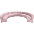 Maklaine 10-Piece Modular Contemporary Velvet Sectional Sofa in Pink
