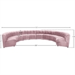 Maklaine 10-Piece Modular Contemporary Velvet Sectional Sofa in Pink