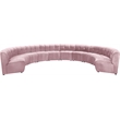 Maklaine 10-Piece Modular Contemporary Velvet Sectional Sofa in Pink