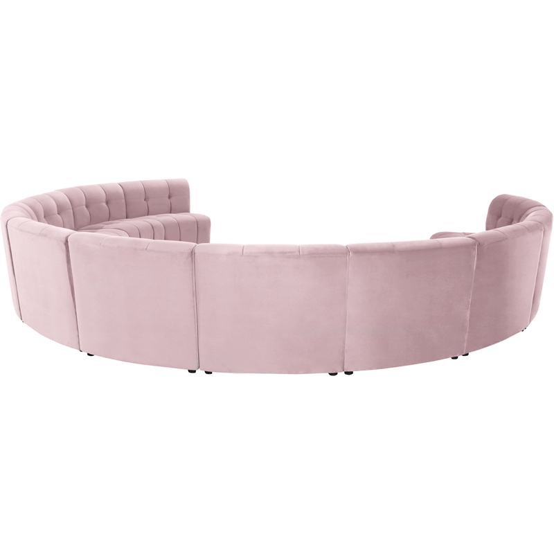 Maklaine 11-Piece Modular Contemporary Velvet Sectional Sofa - Pink