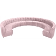 Maklaine 11-Piece Modular Contemporary Velvet Sectional Sofa - Pink