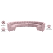 Maklaine 11-Piece Modular Contemporary Velvet Sectional Sofa - Pink