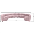Maklaine 11-Piece Modular Contemporary Velvet Sectional Sofa - Pink