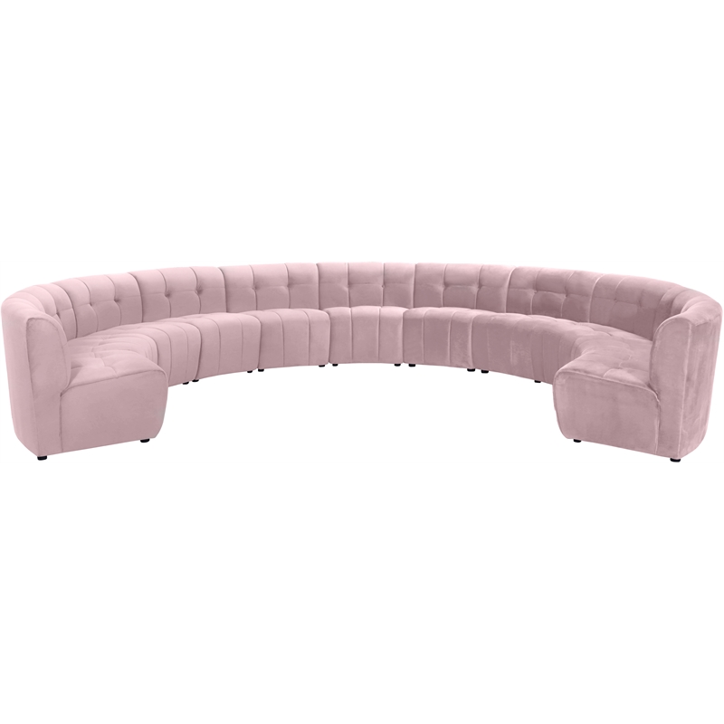 Maklaine 11-Piece Modular Contemporary Velvet Sectional Sofa - Pink
