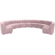 Maklaine 11-Piece Modular Contemporary Velvet Sectional Sofa - Pink