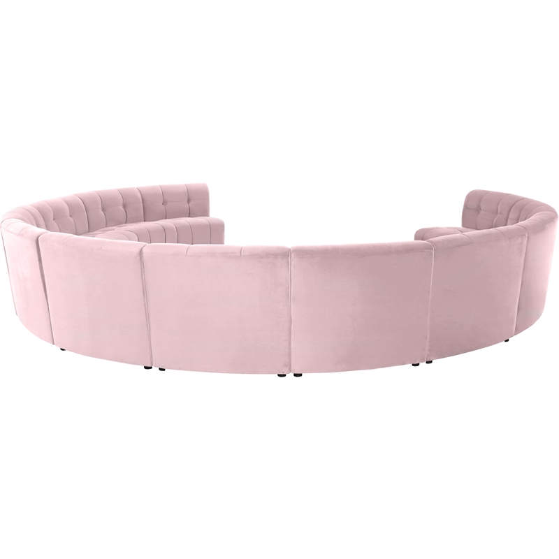 Maklaine 12-Piece Modular Contemporary Velvet Sectional Sofa in Pink