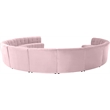 Maklaine 12-Piece Modular Contemporary Velvet Sectional Sofa in Pink