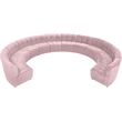 Maklaine 12-Piece Modular Contemporary Velvet Sectional Sofa in Pink