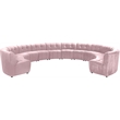 Maklaine 12-Piece Modular Contemporary Velvet Sectional Sofa in Pink