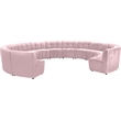Maklaine 13-Piece Modular Contemporary Velvet Sectional Sofa in Pink