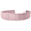 Maklaine 13-Piece Modular Contemporary Velvet Sectional Sofa in Pink