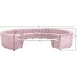 Maklaine 13-Piece Modular Contemporary Velvet Sectional Sofa in Pink