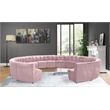 Maklaine 14-Piece Modular Contemporary Velvet Sectional Sofa in Pink
