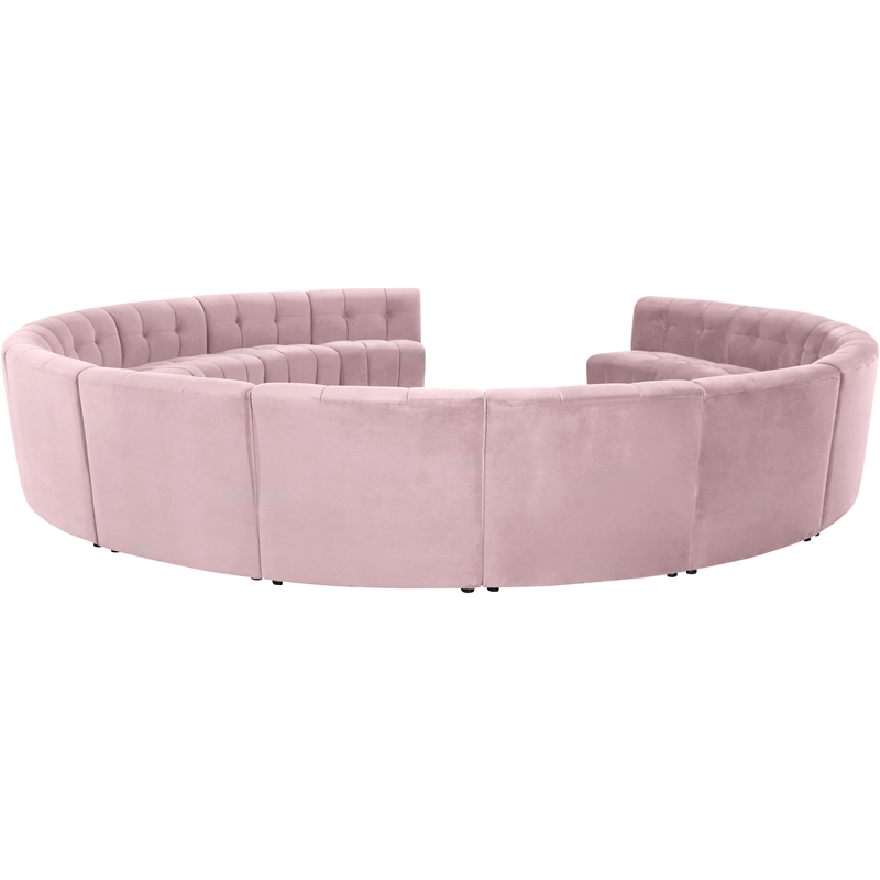 Maklaine 14-Piece Modular Contemporary Velvet Sectional Sofa in Pink