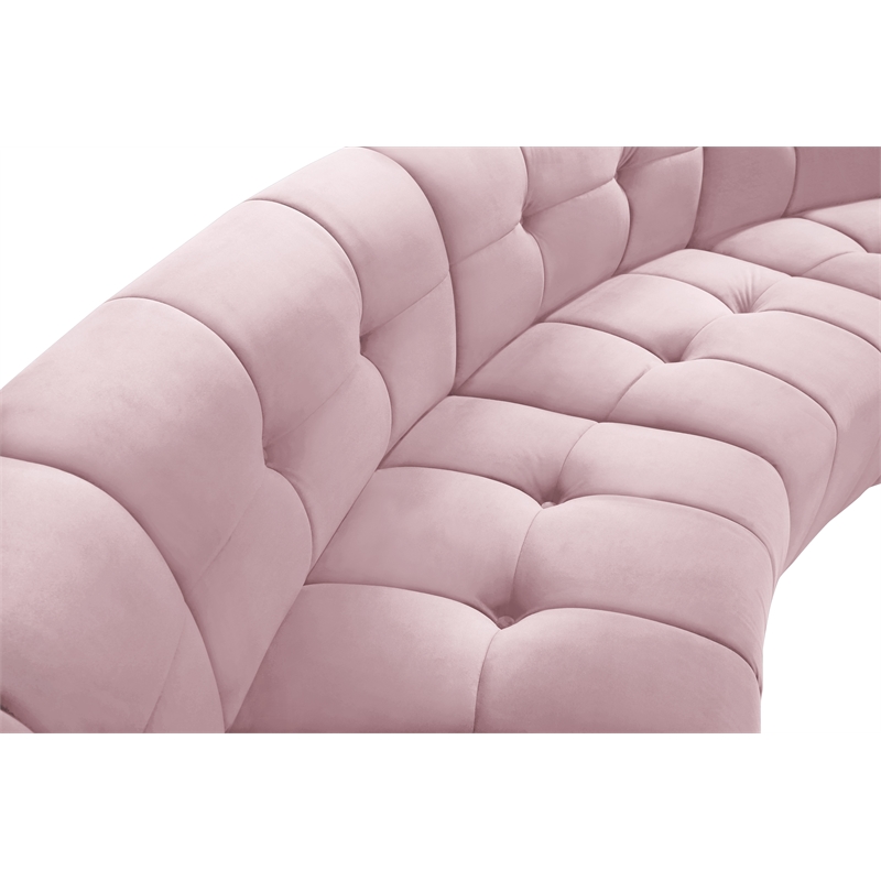 Maklaine 14-Piece Modular Contemporary Velvet Sectional Sofa in Pink