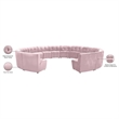 Maklaine 14-Piece Modular Contemporary Velvet Sectional Sofa in Pink