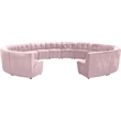 Maklaine 14-Piece Modular Contemporary Velvet Sectional Sofa in Pink