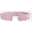 Maklaine 15-Piece Modular Contemporary Velvet Sectional Sofa in Pink